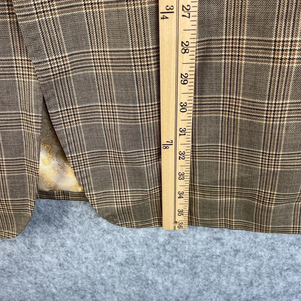 Ranieri Nomo Blazer Mens 50L Tan Wool Windowpane Plaid Classic Super 150s Italy